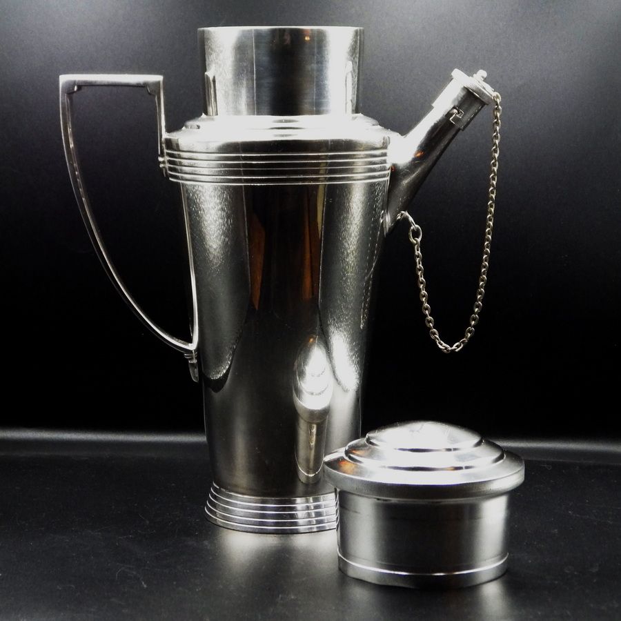 Antique KEITH MURRAY 1930s Art Deco Mappin & Webb Silver Plated COCKTAIL SHAKER