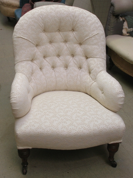 SOLD-Small Victorian deep buttoned back Armchair