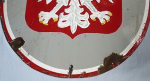 Antique Original Pre-War Polish Enamel State Plaque