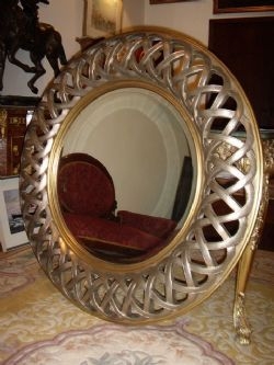 CIRCULAR MODERN BEVAL CUT SILVER & GILT MIRROR