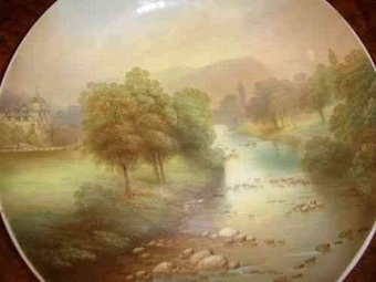 Antique F.MICKLEWRIGHT HAND PAINTED PLATE DEPICTING VIEW FROM WATERLOO BRIDGE BETTWS-Y-COED C1890-1900 