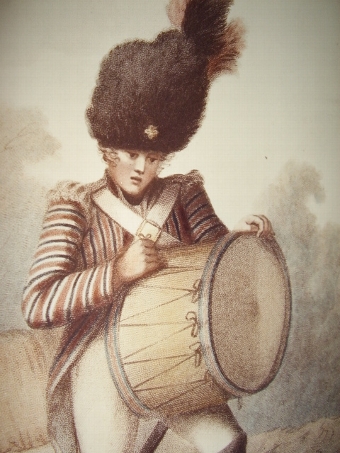 Antique 19th Century Chromo-Lithograph of a Drummer 
