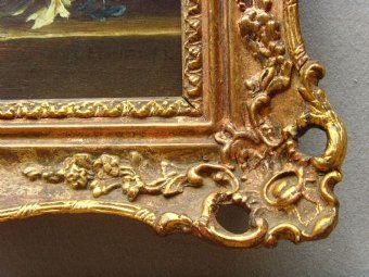 Antique A BEAUTIFUL STILL LIFE FLOWER OIL PAINTING STUDY IN EXCEPTIONALLY DECORATIVE GILT FRAME