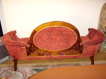 Antique DOUBLE ENDED CARVED SPRUNG SOFA VICTORIAN STYLE 