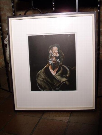 Antique FRANCIS BACON RARE LITHOGRAPH PORTRAIT OF ISABEL RAWSTHORNE UNDER GLASS 1966
