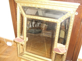 Antique VICTORIAN CUSHION MIRROR WITH SHELVES