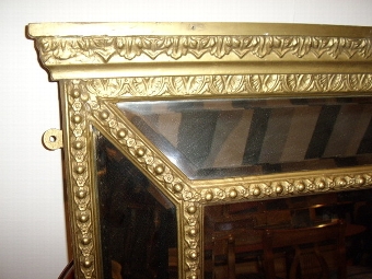 Antique VICTORIAN CUSHION MIRROR WITH SHELVES