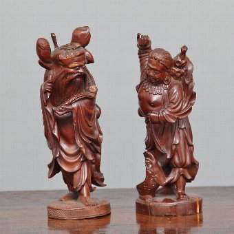 pair 19th Century Chinese root carvings