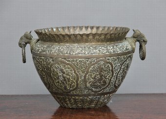 19th Century engraved brass bowl