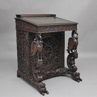 19th Century Anglo-Indian carved davenport