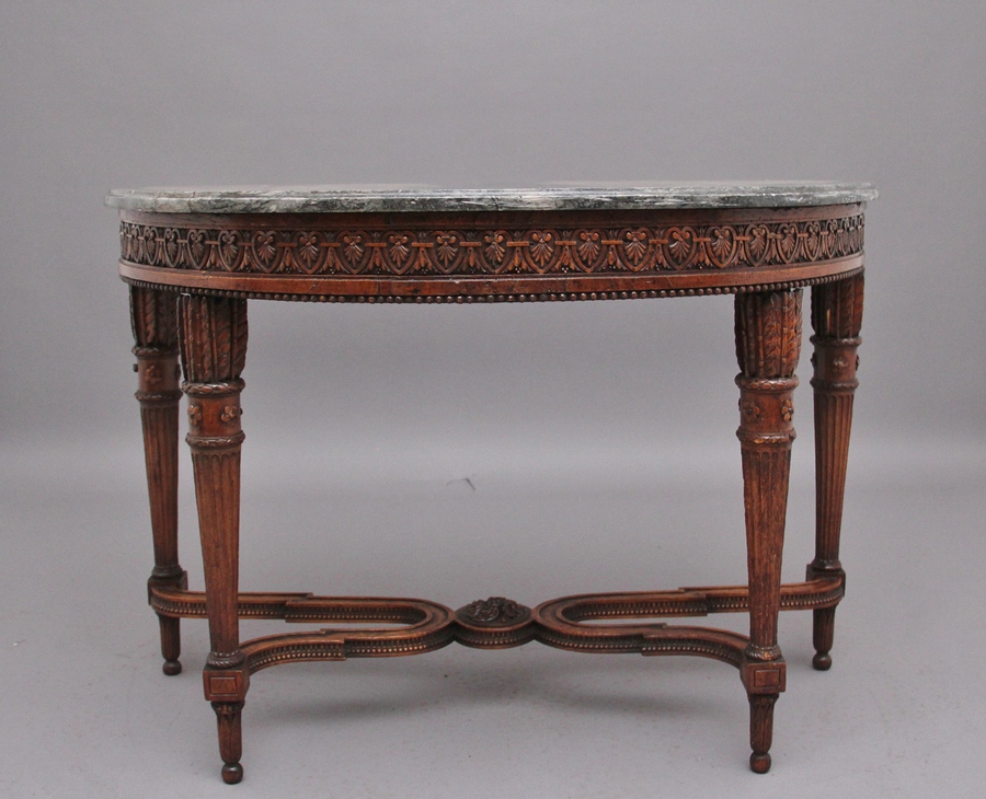 Early 19th Century walnut and marble top console table