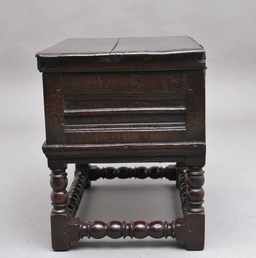 Antique Early 18th Century oak box stool