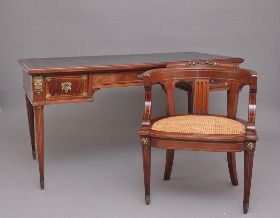 Antique 19th Century French desk and matching desk chair