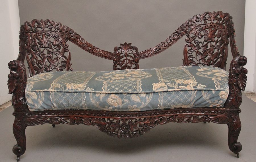 19th Century Anglo Indian carved sofa