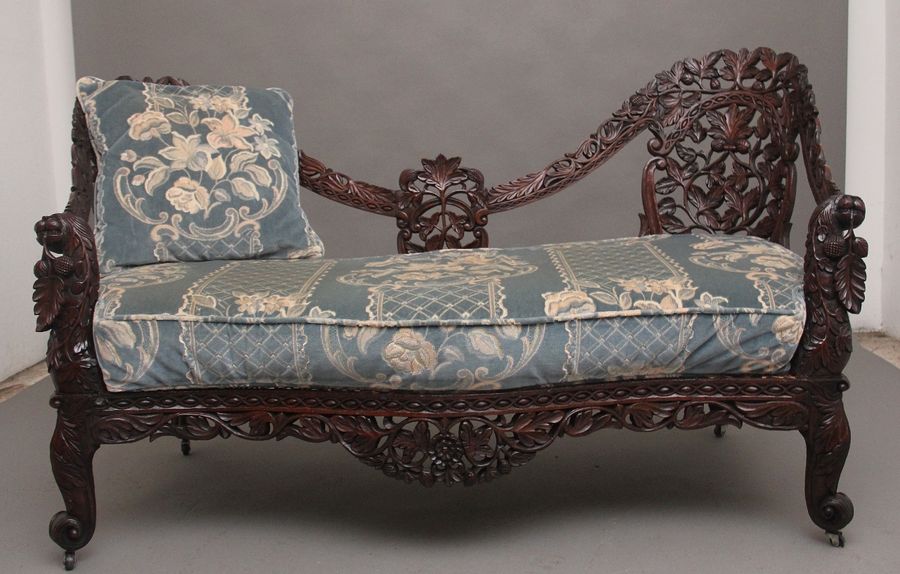 Antique 19th Century Anglo Indian carved sofa
