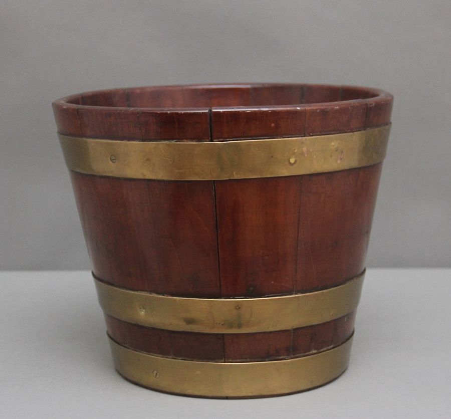 Antique Early 19th Century mahogany brass bound bucket
