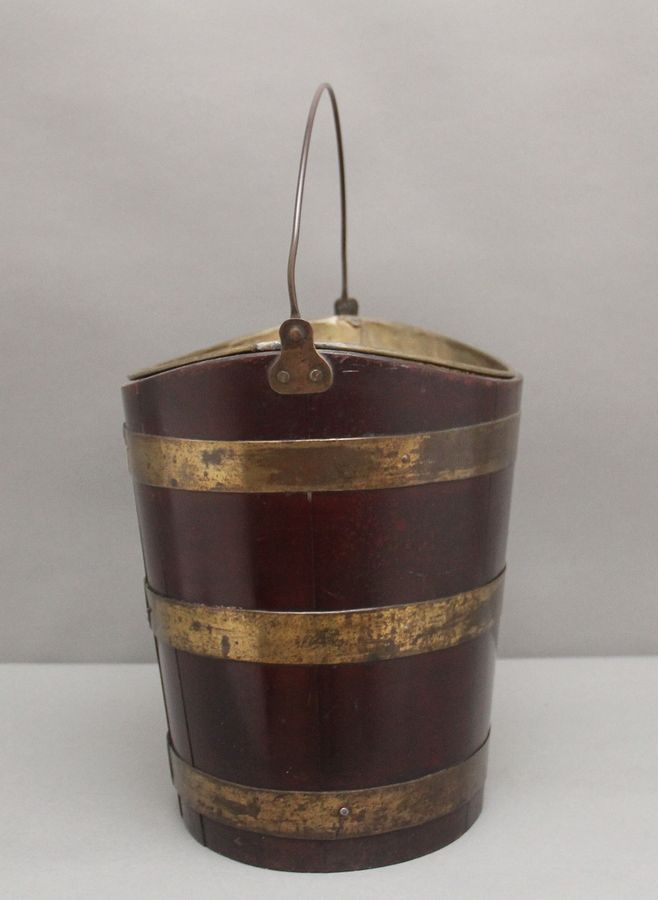 Antique 19th Century oval brass bound bucket