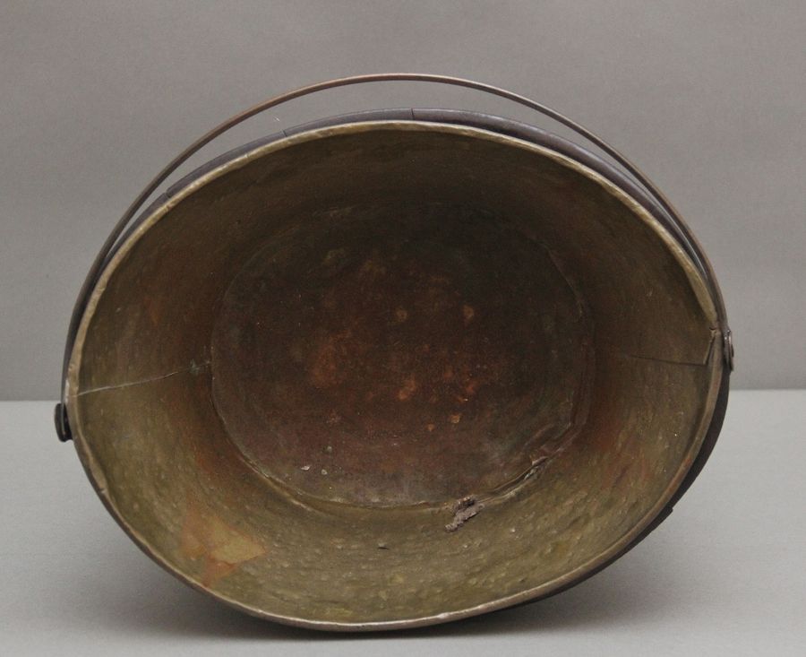 Antique 19th Century oval brass bound bucket