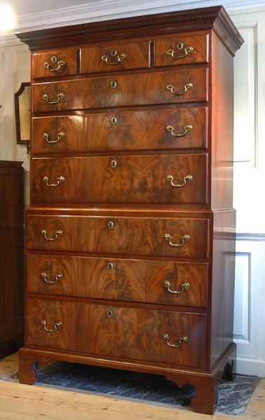 SOLD Geo II Mahogany Chest on Chest