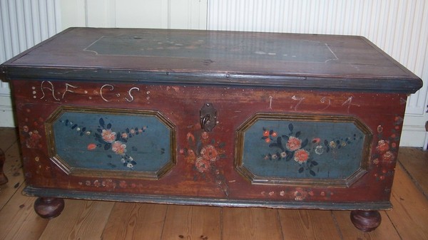 SOLD. 18th C Austrian Empire Painted Chest