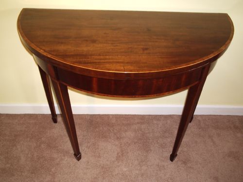 George III Mahogany Demi Lune Card Table