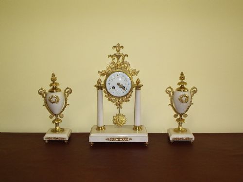 Gilt Mounted Marble Clock Garniture