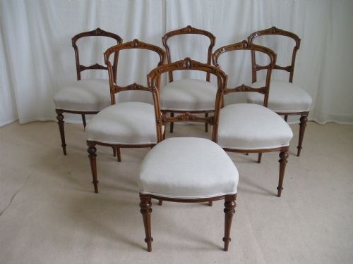 6 Fancy Victorian Walnut Dining Chairs