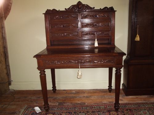 Late Victorian/Edwardian Carved Oak Desk