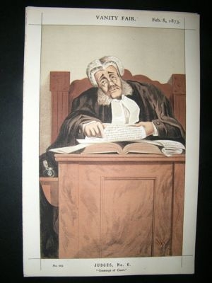 Vanity Fair Print: 1873 James Bacon, Chief Judge in Ban