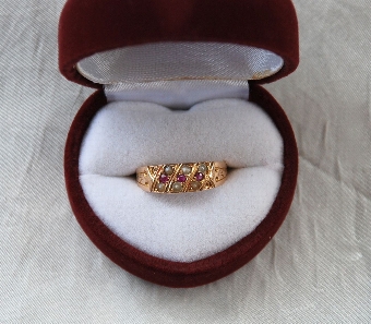 Victorian 15ct Ruby & Pearl Band Ring