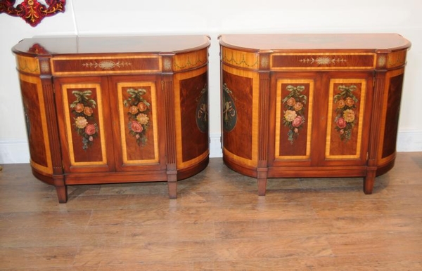 Pair Regency Sheraton Sideboards Chests Cabinets Servers