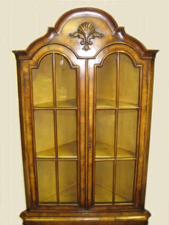 Antique Queen Anne Style Walnut Corner Cabinet