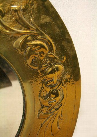 Antique Art Nouveau Brass Wall Mirror