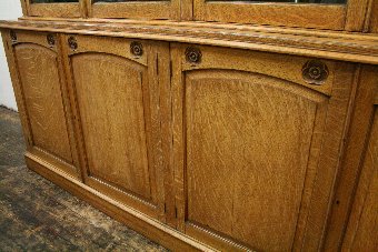 Antique Late Victorian Oak 4 Door Cabinet Bookcase