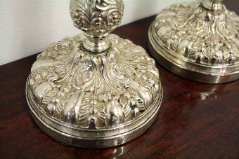 Antique Pair of Victorian Rococo Style Candlesticks