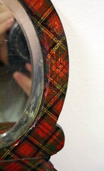 Antique Scottish Tartanware Mirror/Bracket