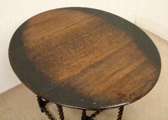 Antique Jacobean Style Oak Drop Leaf Table