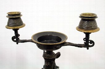 Antique Pair of Bronze and Gilt Candlesticks