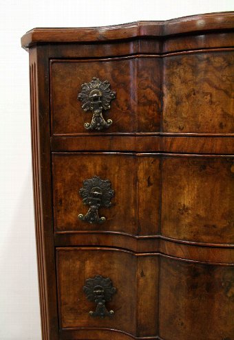 Antique Georgian Style Walnut Block Front Chest of Drawers