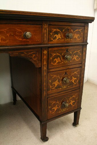 Antique Late Victorian Marquetry Rosewood Desk