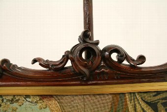 Antique Early Victorian Carved Rosewood Pole Screen
