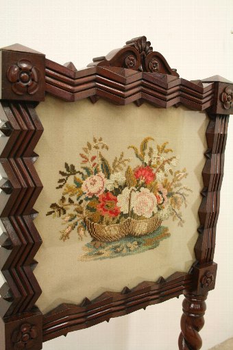 Antique Victorian Double Sided Mahogany Fire Screen