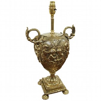 Victorian Cast Brass Oil Lamp