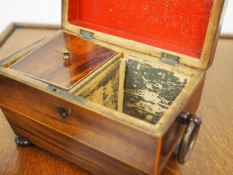 Antique  George III Boxwood and Inlaid Tea Caddy