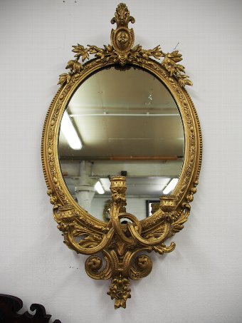 Antique Giltwood and Gilded Gesso Girandole Mirror
