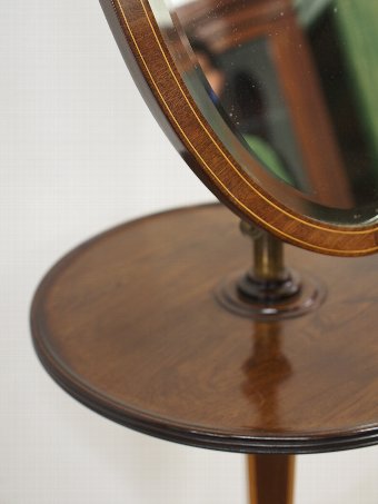 Antique Unusual Sheraton Style Mahogany Shaving Mirror or Dressing Mirror on Stand