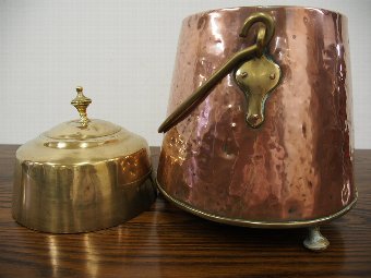 Antique Dutch Copper and Brass Pail or Bucket