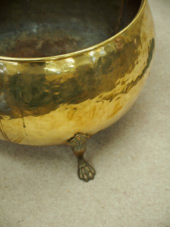Antique Large Brass Circular Log Bin or Cauldron