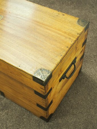 Antique  Victorian Camphor Wood and Brass Military Trunk