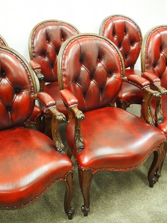 Antique Rare Set of 6 Carved Rosewood Armchairs